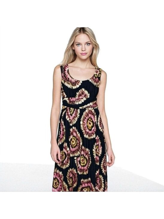 AB Studio Dresses & Skirts - AB Studio Black Multi-Color Tie Dye Scoop Neck Sleeveless Maxi Dress Size Large